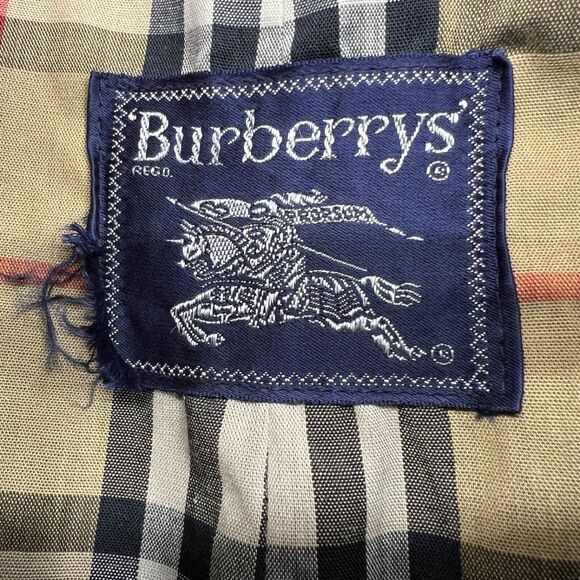 Vintage Burberrys Of London Trench Coat Size 40 Long Navy Blue Belted Pockets - Picture 5 of 16